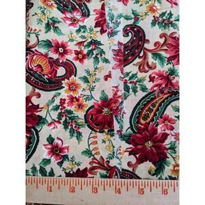 1 Yard Paisley Poinsettia Red Flower Cotton Diy Sew Sewing Quilting Craft New
